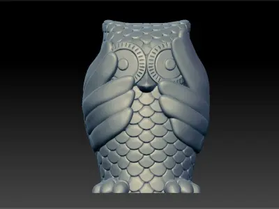 Mystical Owl Closed eyes 3D print model