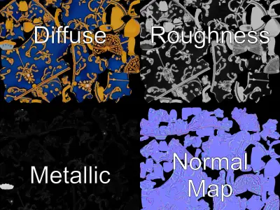 Ornate Royal Blue Egg with Gold Accents Model Pack Low-poly 3D model