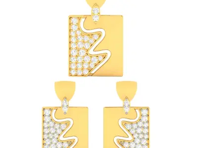 Women Pendant Earrings Set 3dm stl FBX OBJ Render Detail 3D print model