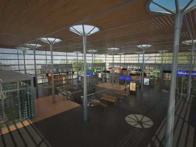 Realistic Railway train Station 3D Model  3D model