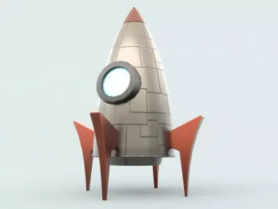 Cartoon Rocket Low-poly 3D model