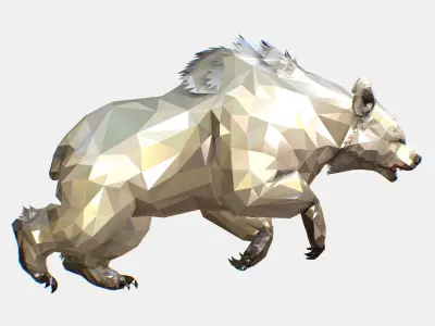 Animated Low Poly Art Arctic animal White Bear Low-poly 3D model