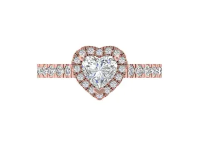 Heart ring with side stone 3D print model