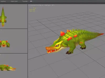 Cartoon Crocodile Low-poly 3D model order