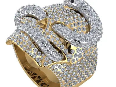 skull ring pendant 3D print model 3D print model