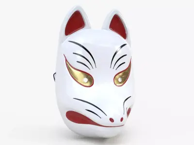 Japanese Kitsune mask Low-poly 3D model