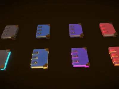 Stylized PBR Book Pack Low-poly 3D model