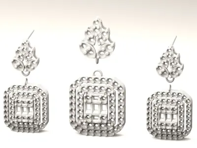 Set S 14 pendant and earring 3D print model