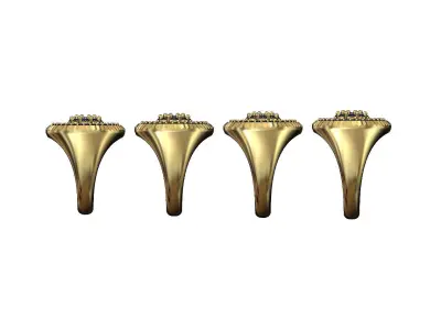 Fluted round cluster diamond signet ring US sizes 8to11 3D print model