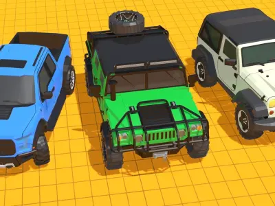 Offroad Jeeps Pack - SUVs Low-poly 3D model