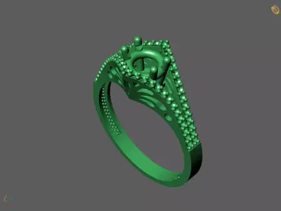 Solitaire Engagement Ring Diamond Women Ring Stone 3D print STL 3D print model