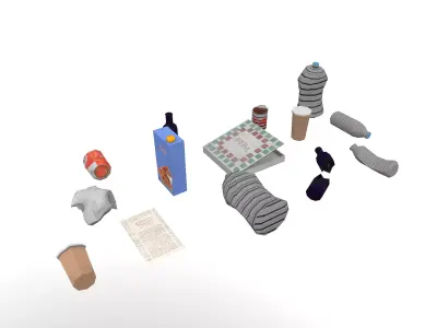 Trashes kitchen Free low-poly 3D model