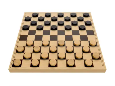 Checkers Draughts Board Table Strategy Game 3D model