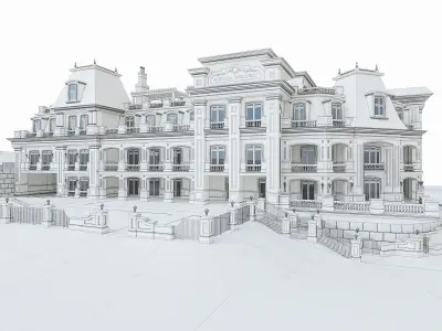 Luxury Hotel Building 01  Low-poly 3D model