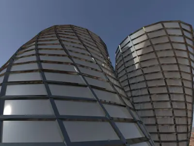 Glass twin tower 3D model