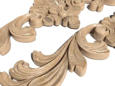 Cartouche-006 two ornately carved brackets 3D model