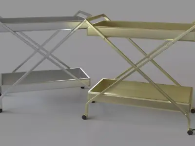 Kerwin Bar Cart Chrome And Gold 3D model