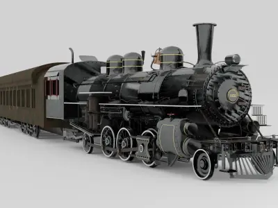 Essex Steam Train Engine Locomotive and Wagons 3D model
