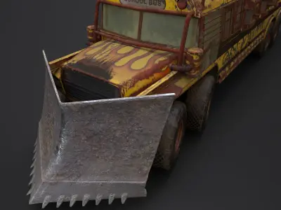 Post Apocalyptic School Bus Low-poly 3D model
