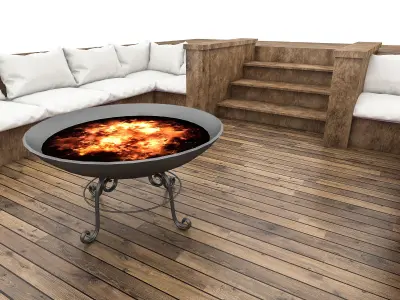3D arden decorative fire pit model Low-poly 3D model