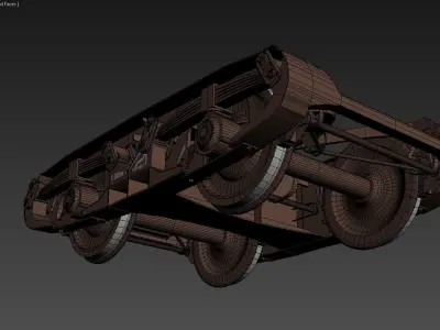 Train bogie low-poly 3D model Low-poly 3D model