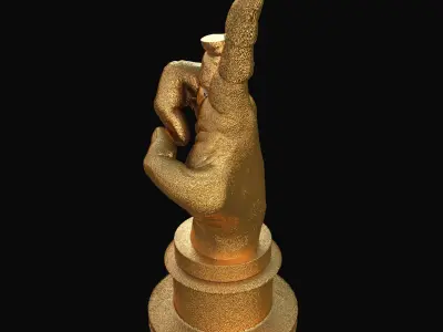 Golden Greek Hand Gesture Trophy 3D model