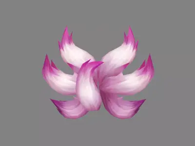 Cartoon pink fox tail  Low-poly 3D model