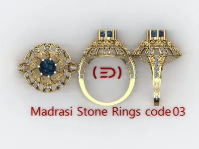 Madrasi And Stone Rings Collection  3D print model