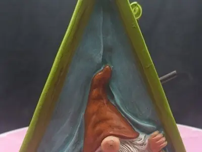 camping gnome bird house outside garden decoration 3D print model