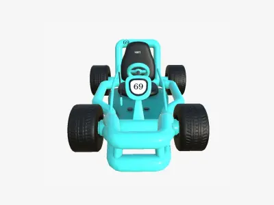 Cartoon Kart H10 Light Blue - Vehicle Racing Design Low-poly 3D model