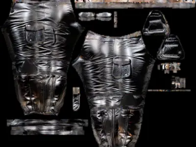 Black Leather Pants PBR 4k  Low-poly 3D model