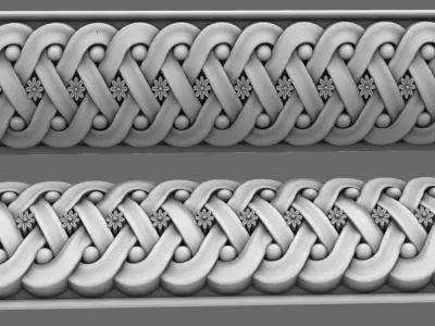 Moulding 3D model gold and braided border 3D model