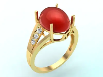 Gemstone Rings - Oval stone ring - Womens Rings 3D print model