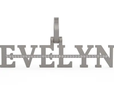 Model 1144 Evelyn Name Pendant Stripe Diamond 3D print model