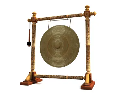 Asian classic decorative gong Low-poly 3D model