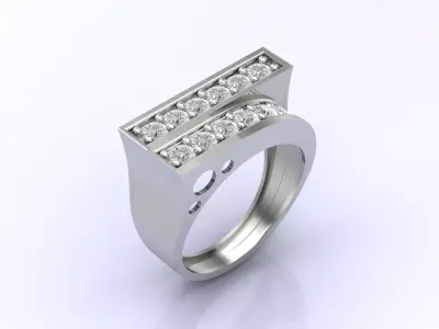 Print Ready STL 3DM  Gents Rings Diamond Men Ring  3D print model 82