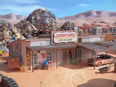 Junkyard Low-poly 3D model