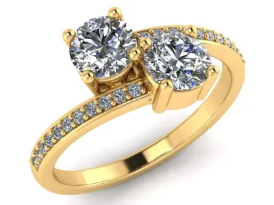 AG 900 DIAMOND TWO STONE RING  3D print model