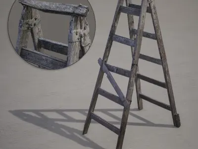 Wooden Stair - Photogrammetry Asset 3D PhotoScan Low-poly 3D model