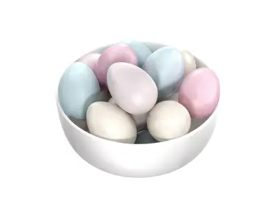 White Bowl with Easter Eggs 3D model