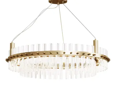 Contemporary Glass Living Room Chandelier in Brass 3D model