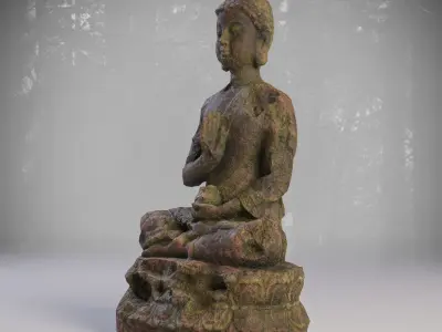 Old stone statue of Buddha Low-poly 3D model Free low-poly 3D model