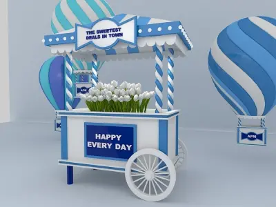 Flower car dessert car 3D model