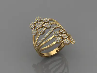 STL 3DM Print Ready Women Diamond Ring Lightweight Printable  3D print model 179
