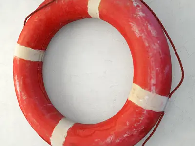 1950s Deep Orange and White Life Preserver 3D model
