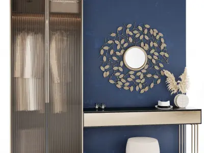 Hallway2 dressing room with walls and mirror 3D model