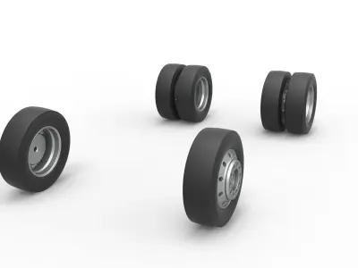 Wheel Set of Big Rig Racing Semi truck Scale 1 to 25 3D print model