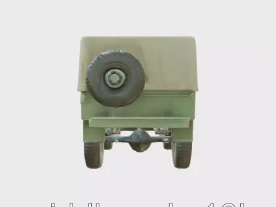 Military Green Truck with Large Pneumatic Wheels and Flags Low-poly 3D model
