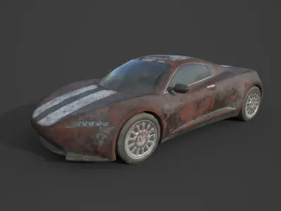 Generic Sport Car 01 Rusty Black Low-poly 3D model