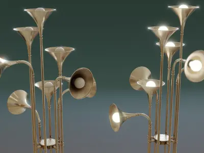 Mid-Century Lamp Low-poly 3D model